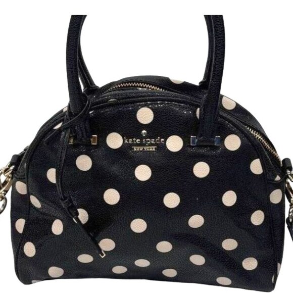 Kate Spade New York Black & Light Pink Polka Dot Leather Crossbody Handbag - Picture 1 of 7